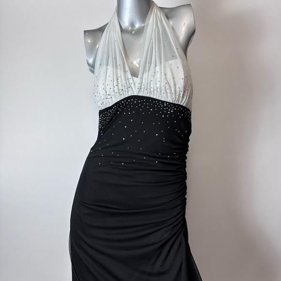 Dolls Kill Dresses & Skirts - Vintage Y2K Bedazzled White/Black Halter Maxi Dress